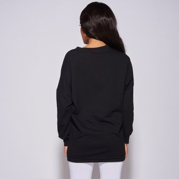 Black Los Angeles Print Long Sleeve Loose Fit Oversized Sweatshirt Top - Picture 6 of 10